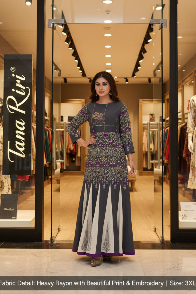 Cotton long flair kurti