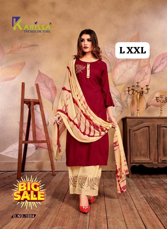EMBRODIERD KURTI PLAZZO DUPTTA SET