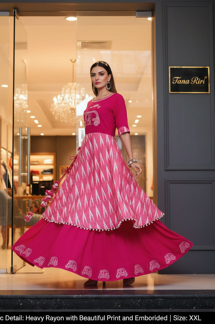 Designer Ikkat printed fancy kurt