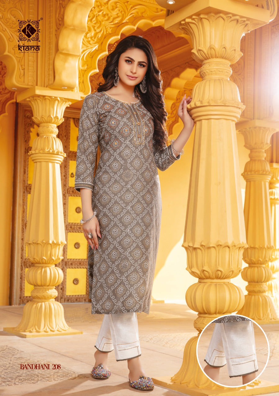 KIANA PRINTED BANDHNI KURTI WITH PANT