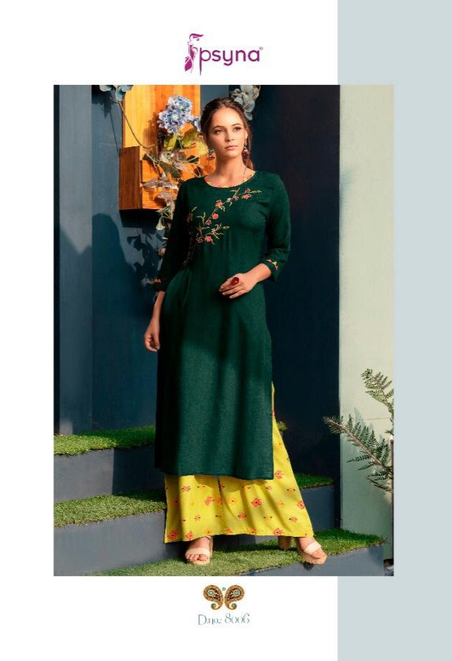 RAYON SLUB ENBRODIERD KURTI PLAZZO SET