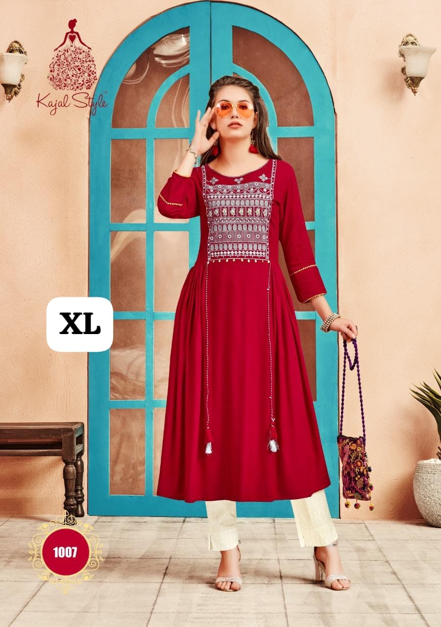 Rayon Embrodierd Printed Kurti Pant set
