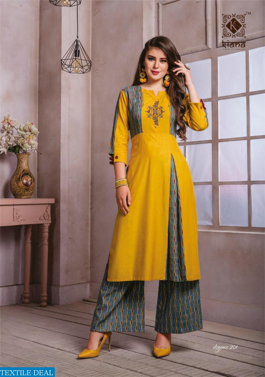 KIANA EMBRODIED HEAVY RAYON KURTI WITH PLAZZO