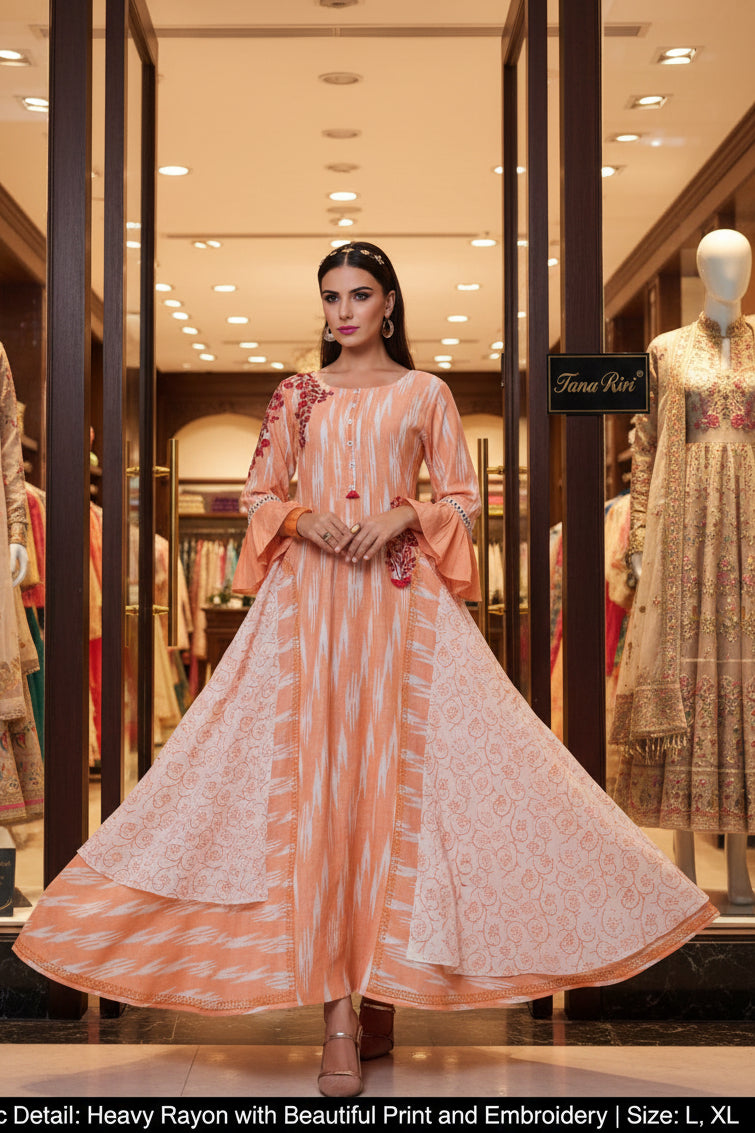 Designer Ikkat printed fancy kurt