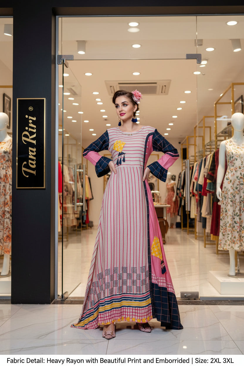 Rayon Party Wear Long Kurti