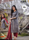 Women's Embroidered Straight Kurti with Pant and Dupatta Set