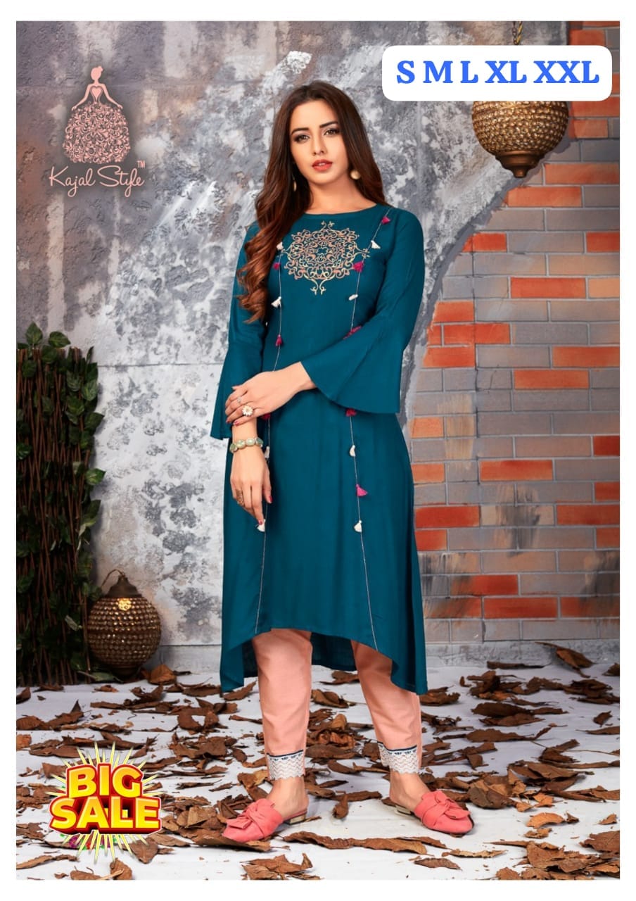 Rayon Embrodierd Printed Kurti Pant set