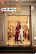 Elegant Embroidered Flared Anarkali Kurti with Dupatta & Layered Skirt