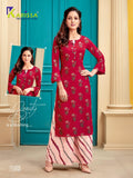 Rayon Embroidered Kurti with Palazzo