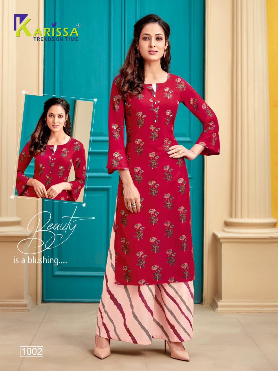 Rayon Embroidered Kurti with Palazzo