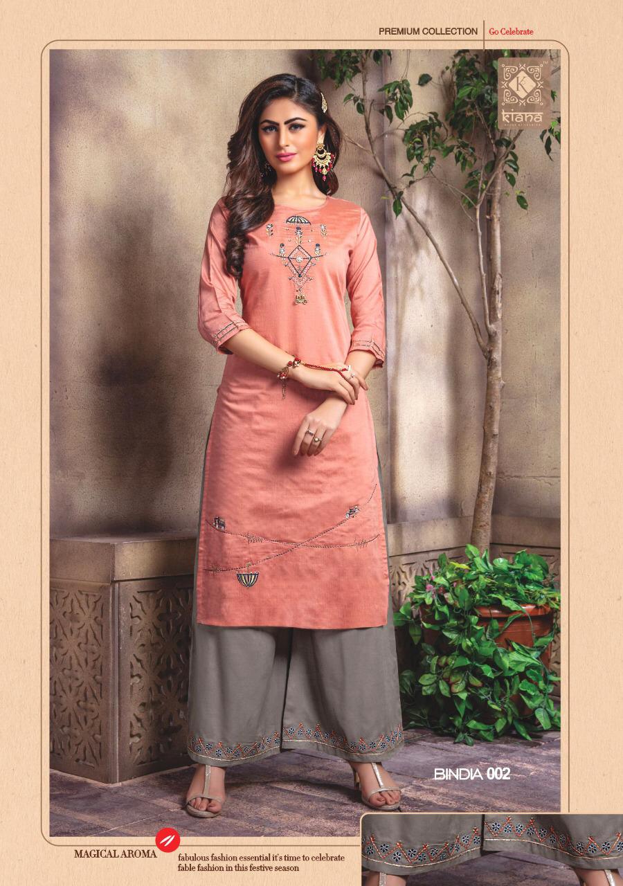 KIANA EMBRODIERD PRINT RAYON KURTI AND PLAZZO
