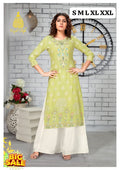 Rayon Embrodierd Printed Kurti Plazzo set