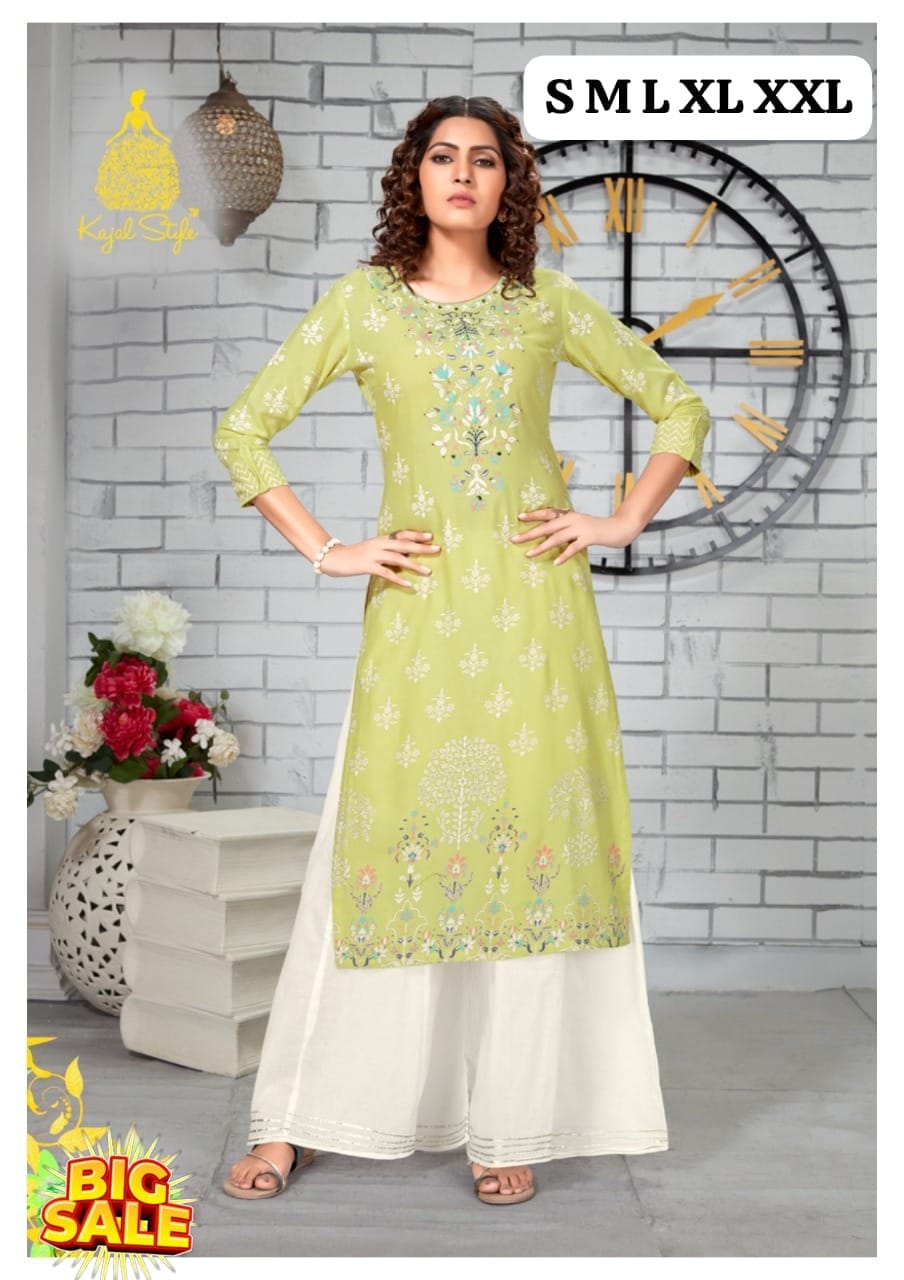 Rayon Embrodierd Printed Kurti Plazzo set