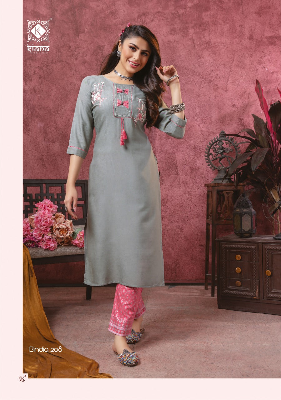 KIANA RAYON EMBRODIERD KURTI WITH PANT