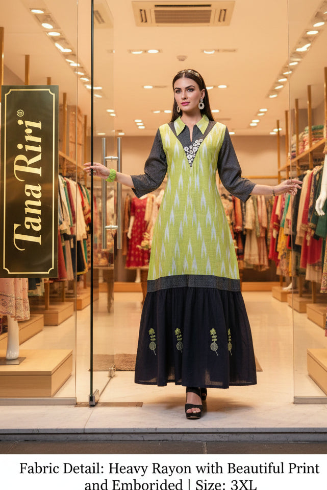 Designer Ikkat printed fancy kurt