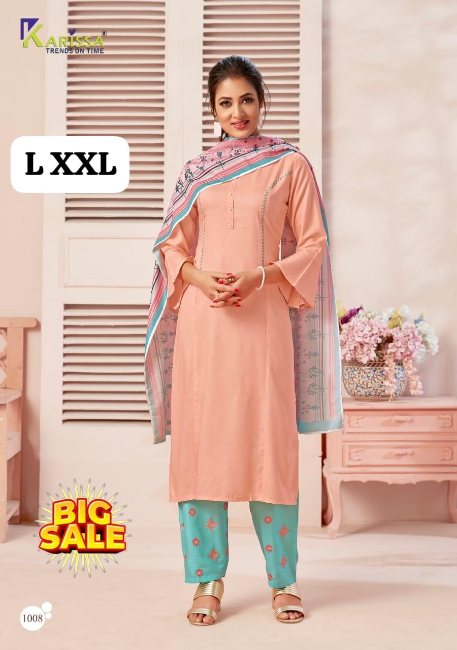 Women's Embroidered Straight Kurti with Pant and Dupatta Set