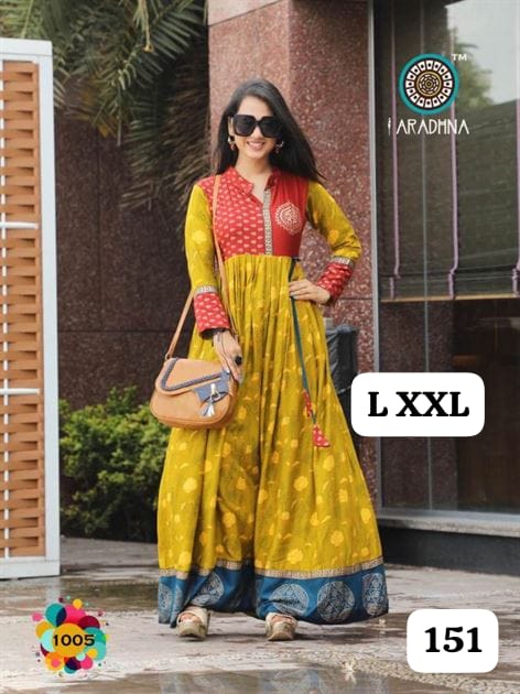 Embroidery Heavy Rayon Printed Gown