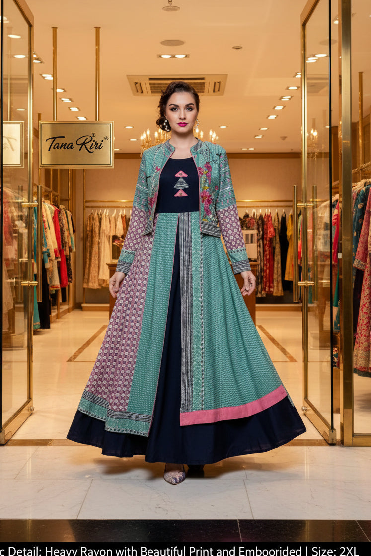 Rayon Party Wear Long Kurti