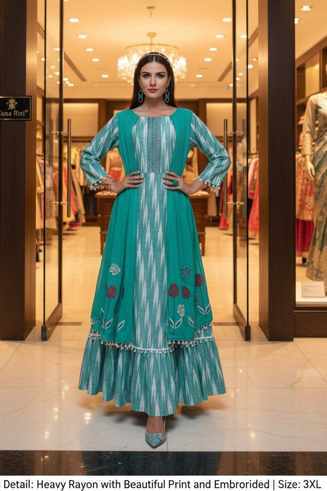 Designer Ikkat printed fancy kurt