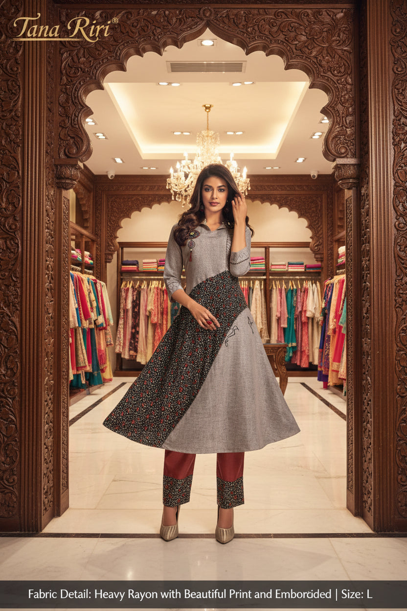Embroideried Rayon Kurti Plazzo