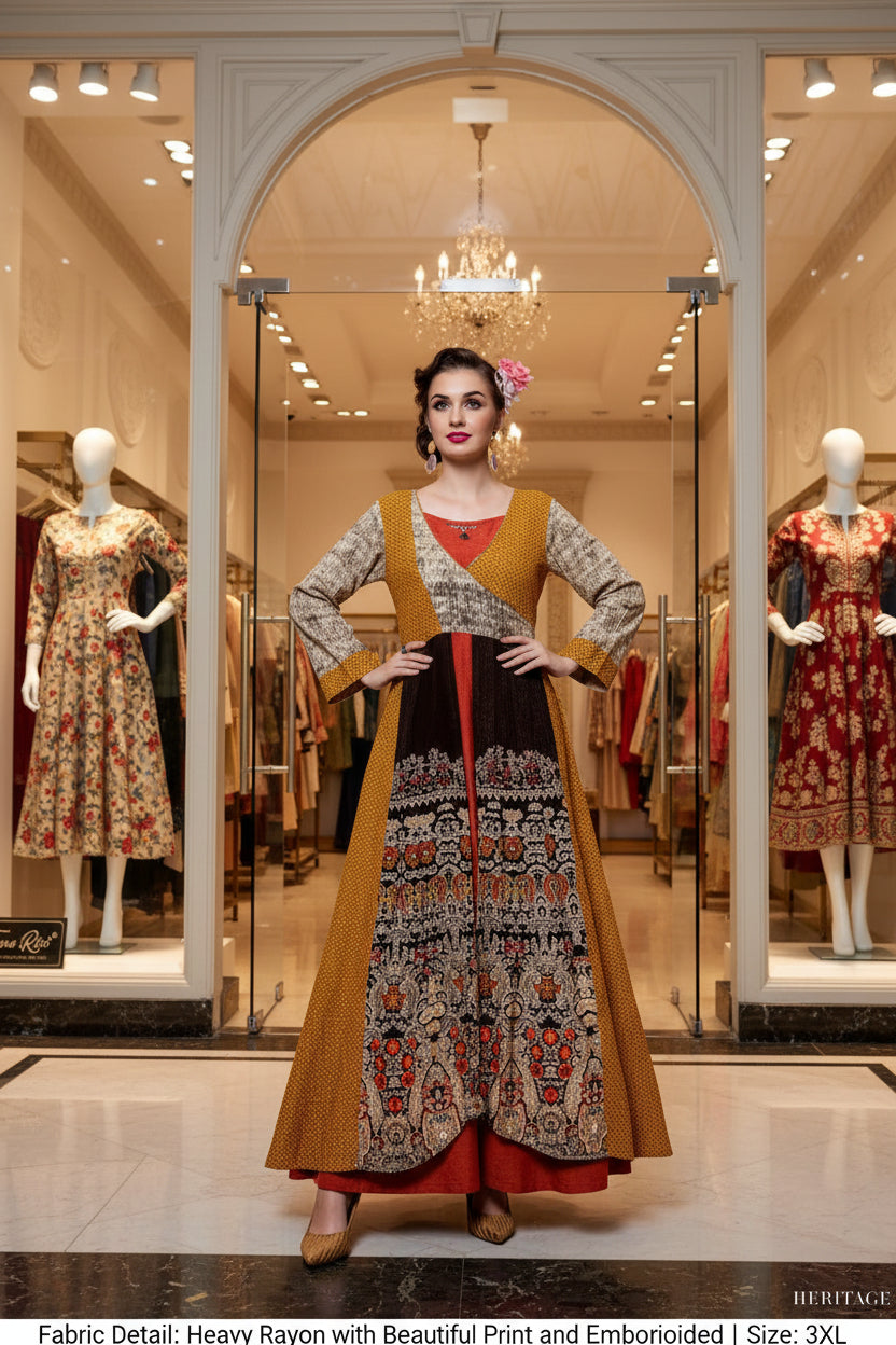 Rayon Party Wear Long Kurti