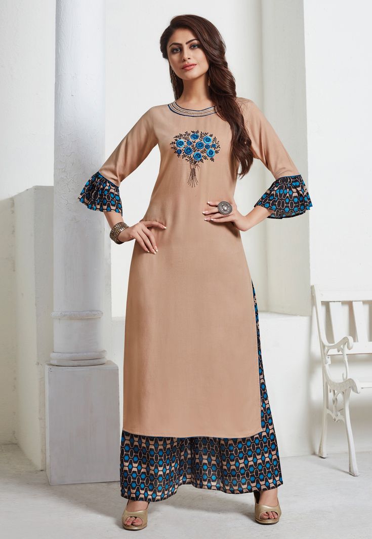 DESGINER RAYON EMBRODIERD KURTI PLAZZO SET
