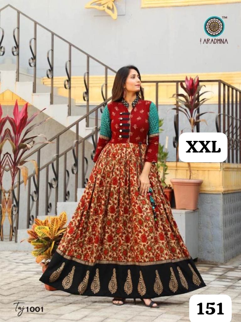 Embroidery Heavy Rayon Printed Gown