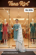 RAYON PRINTED KURTI PANT WITH DUPTTA
