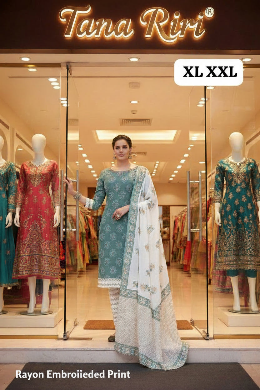 RAYON PRINTED KURTI PANT WITH DUPTTA