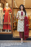 Women's Embroidered Straight Kurti with Pant and Dupatta Set