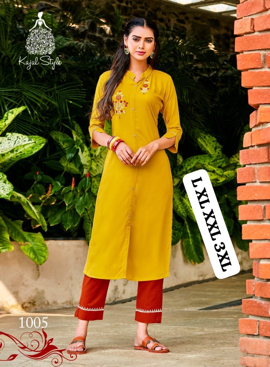 Rayon Embrodierd Printed Kurti Pant set