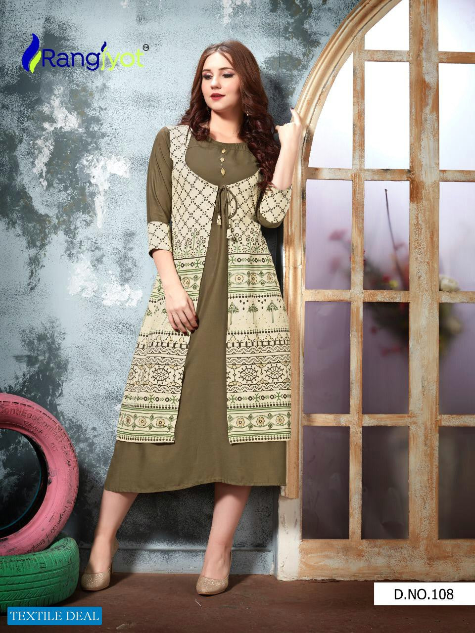 RAYON KURTI WITH SHRUG