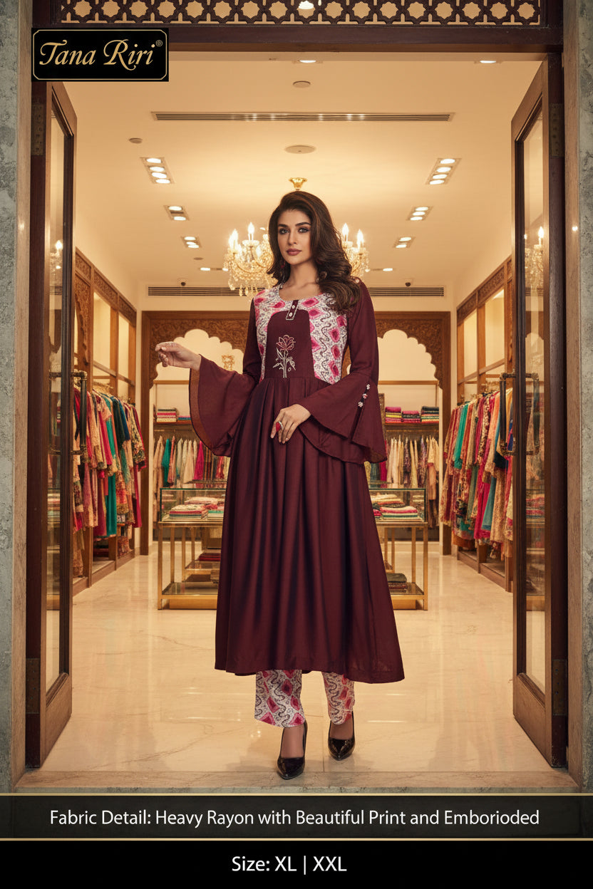 Embroideried Rayon Kurti Plazzo