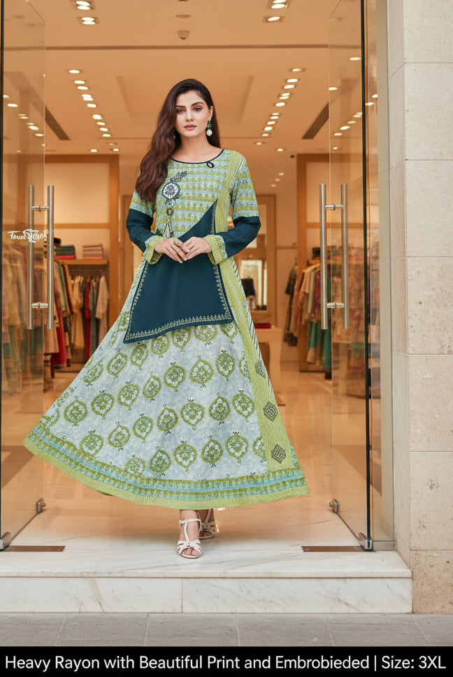 Rayon Party Wear Long Kurti