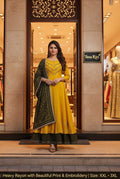 Elegant Embroidered Flared Anarkali Kurti with Dupatta & Layered Skirt