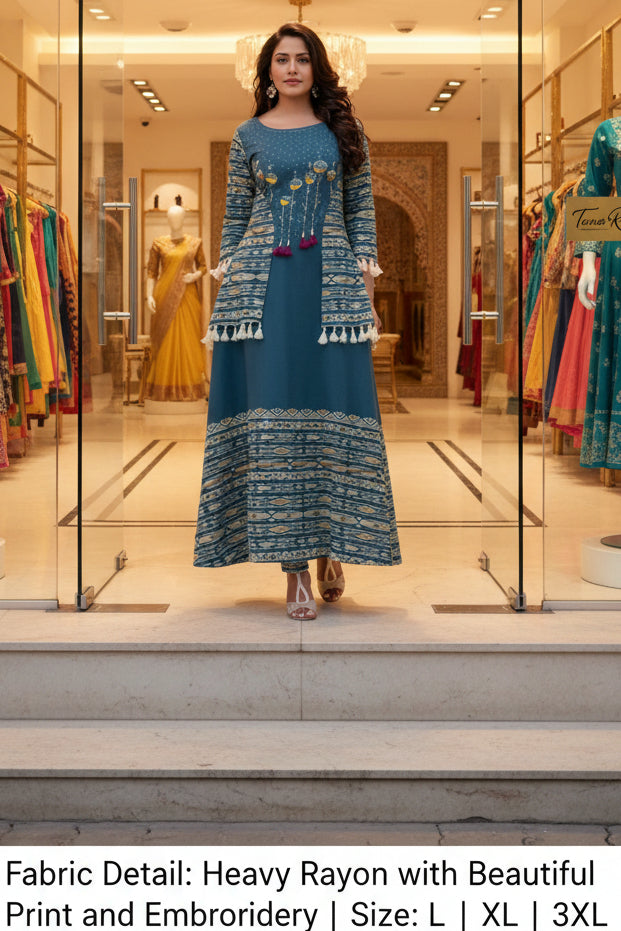 Cotton long flair kurti
