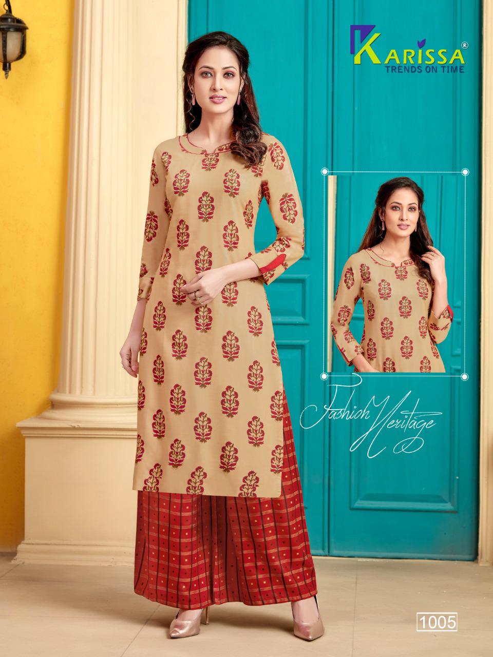 Rayon Embroidered Kurti with Palazzo