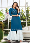 KIANA RAYON EMBRODIED KURTI WITH SHARARA