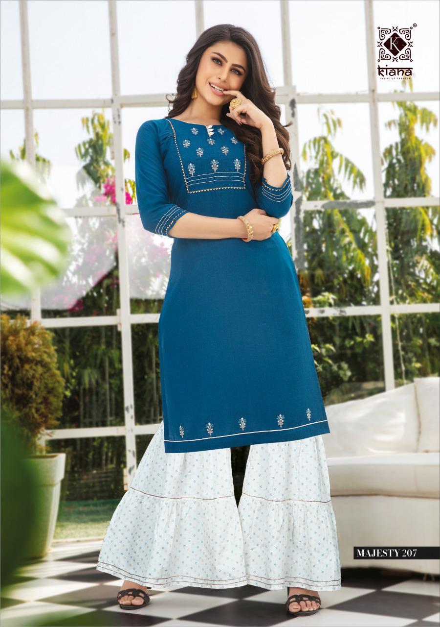 KIANA RAYON EMBRODIED KURTI WITH SHARARA