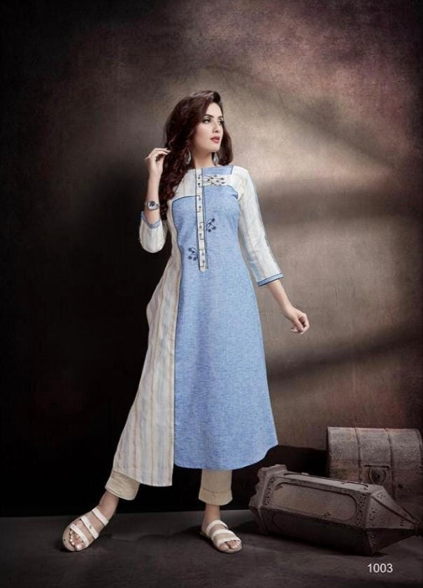 SILKY SLUB EMBRODERY KURTI