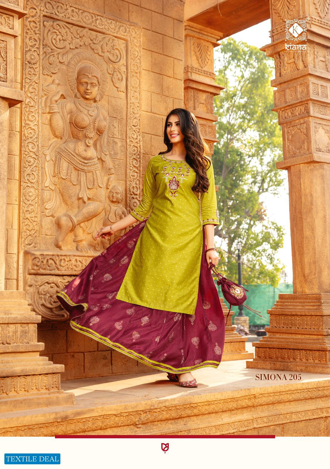 KIANA EMBRODIED HEAVY RAYON KURTI WITH SKIRT