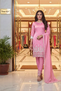 LUCKNOWI EKBRODIRED KURTI PANT DUPTTA SET