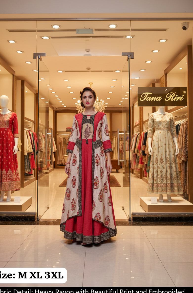 Rayon Party Wear Long Kurti