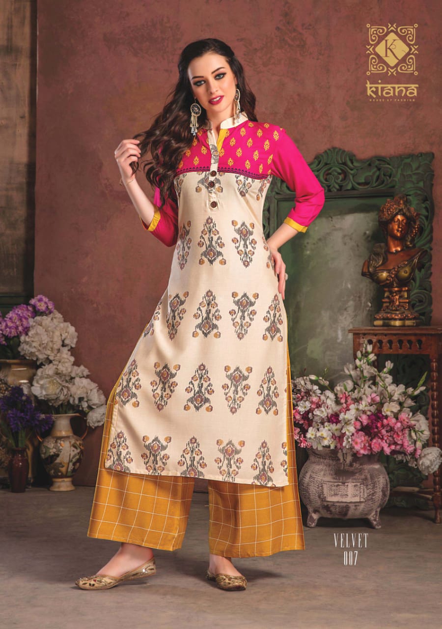 PRINTED RAYON KURTI AND PLAZZO