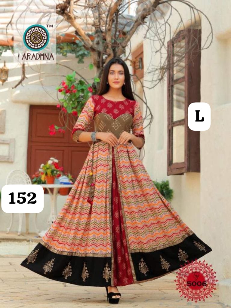 Embroidery Heavy Rayon Printed Gown