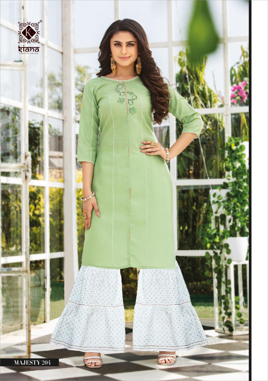 KIANA PURE RAYON EMBRODIERD KURTI WITH SHARARA
