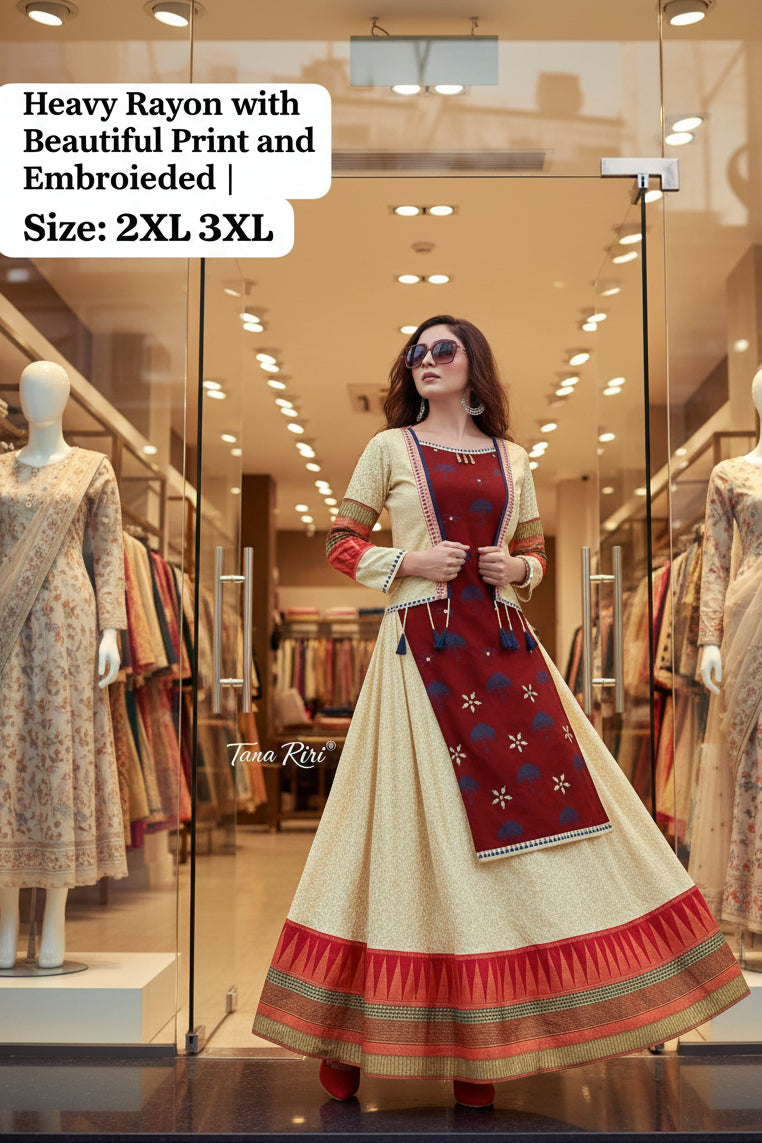 Rayon Party Wear Long Kurti
