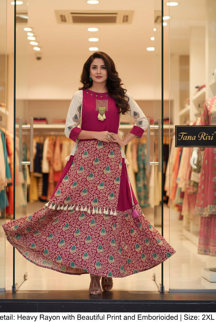 Cotton long flair kurti