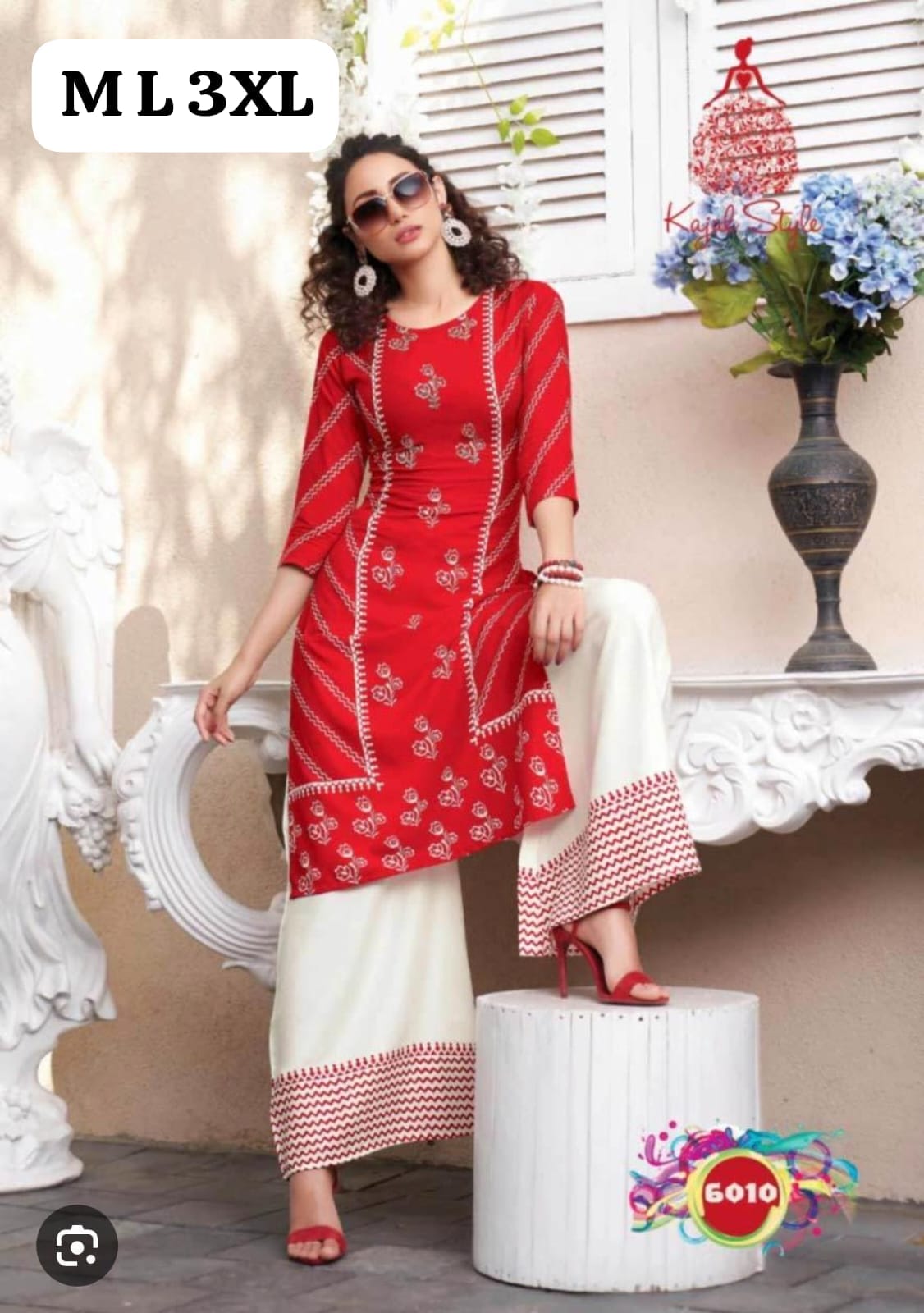 Rayon Embrodierd Printed Kurti Plazzo set