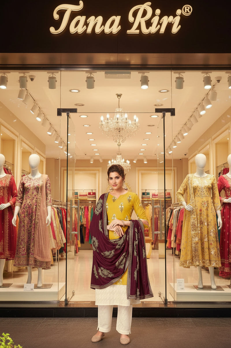 RAYON PRINTED KURTI PANT WITH DUPTTA